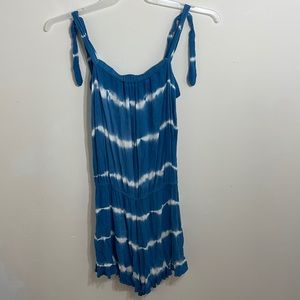 Size M Aeropostale blue and white mid-thigh romper